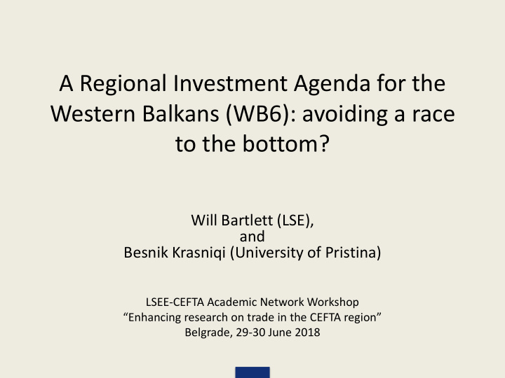 a regional investment agenda for the western balkans wb6