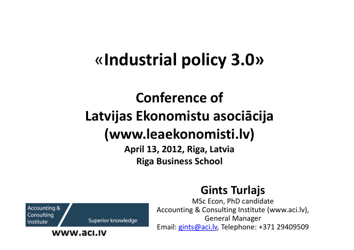 industrial policy 3 0