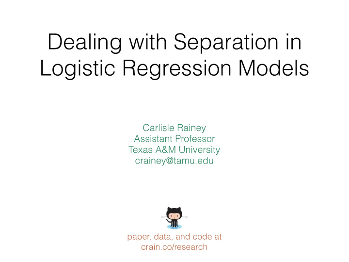 dealing with separation in logistic regression models