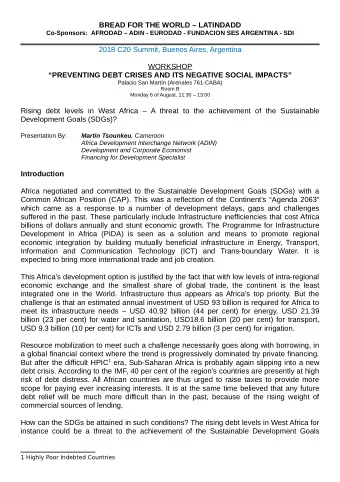 BREAD FOR THE WORLD  LATINDADD  Co-Sponsors:  AFRODAD  ADIN - EURODAD - FUNDACION SES