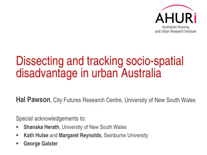 dissecting and tracking socio spatial disadvantage in