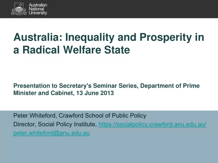 presentation to secretary s seminar series department of