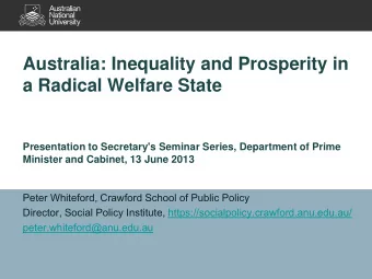 Presentation to Secretary's Seminar Series, Department of Prime  Minister and Cabinet, 13 June 2013