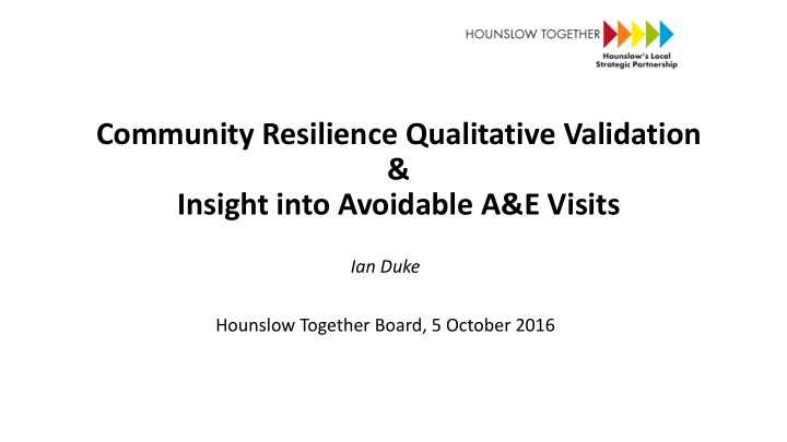 community resilience qualitative validation