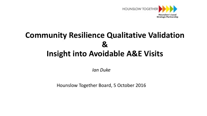 community resilience qualitative validation