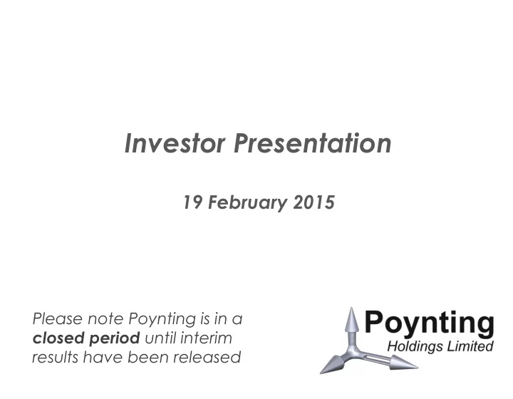 investor presentation