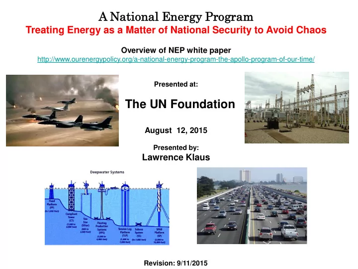 a nationa nal l energy gy progra gram m treating energy