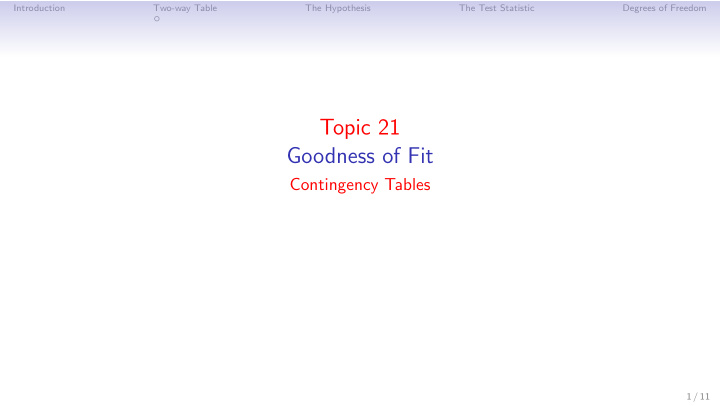 topic 21 goodness of fit