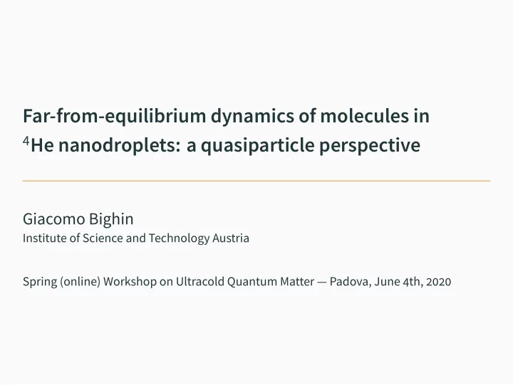 far from equilibrium dynamics of molecules in 4 he