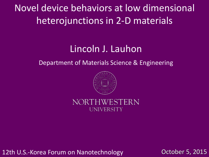 novel device behaviors at low dimensional heterojunctions