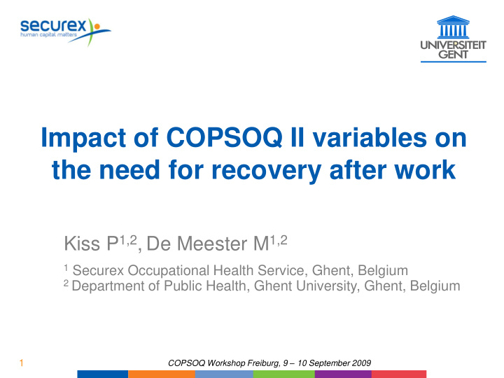 impact of copsoq ii variables on