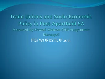 FES WORKSHOP 2015  Structure of the presentation  Global and domestic political economy  Key