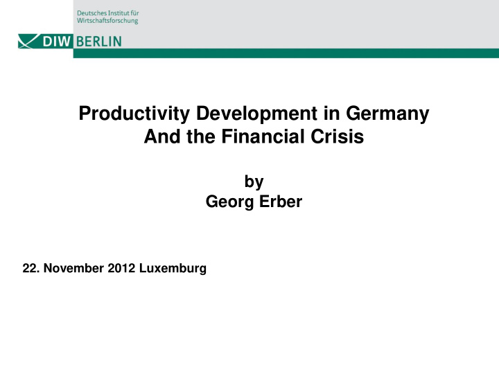 productivity development in germany and the financial