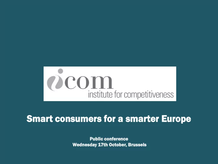 smart t consumer nsumers s for a sm smar arter r europe