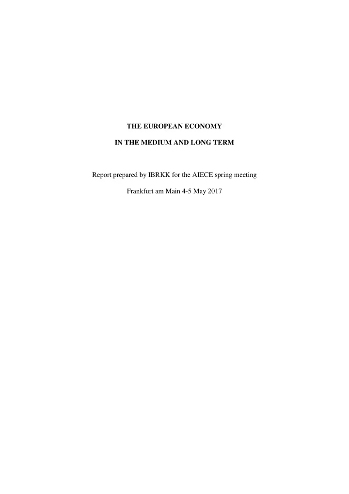 the european economy in the medium and long term
