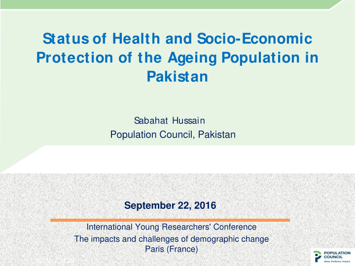status of health and socio economic protection of the