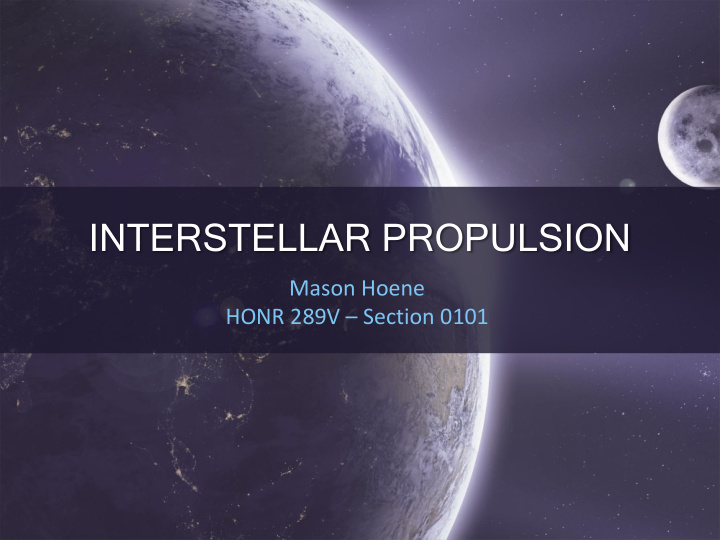 interstellar propulsion