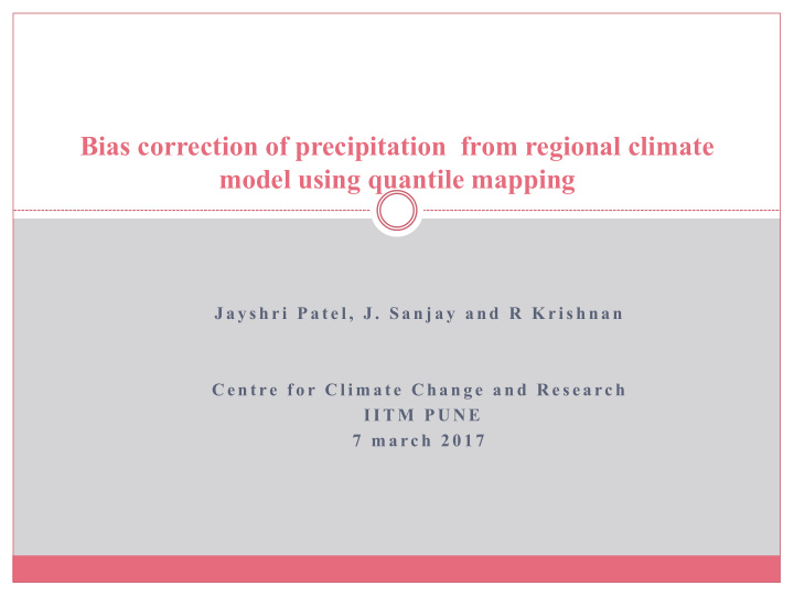 bias correction of precipitation from regional climate