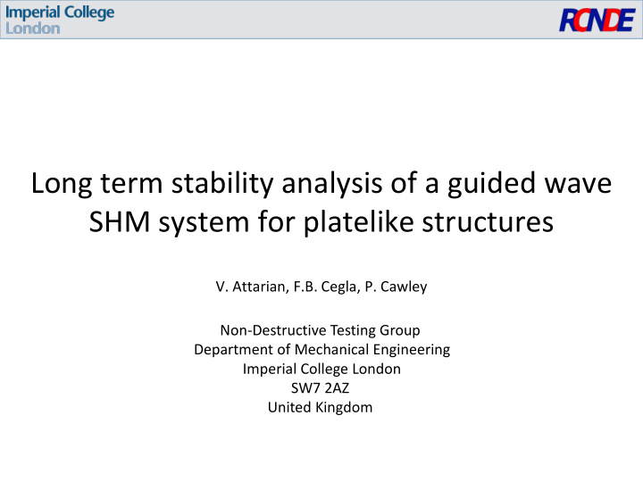 long term stability analysis of a guided wave shm system