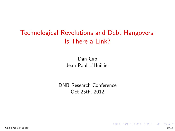 technological revolutions and debt hangovers is there a