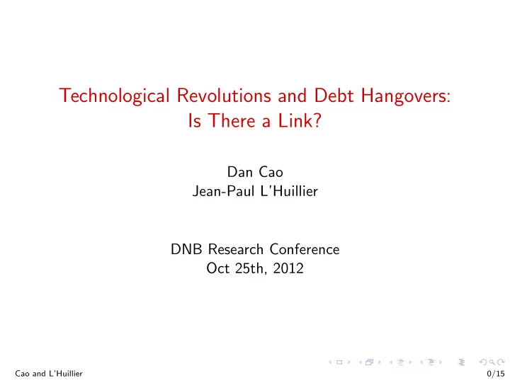 technological revolutions and debt hangovers is there a