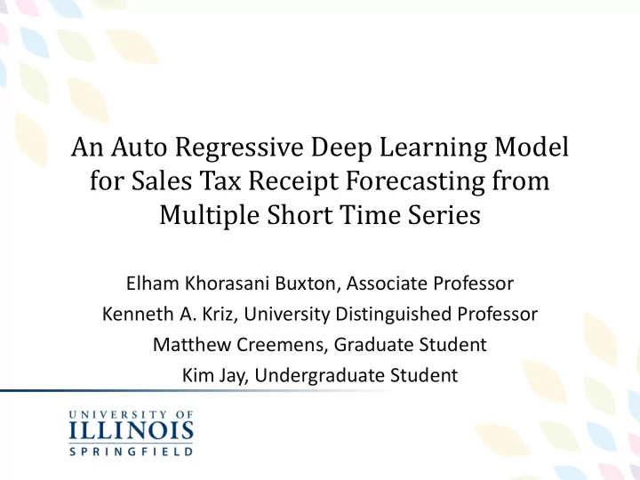 an auto regressive deep learning model for sales tax