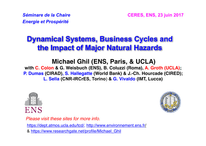 dynamical systems business cycles and the impact of major