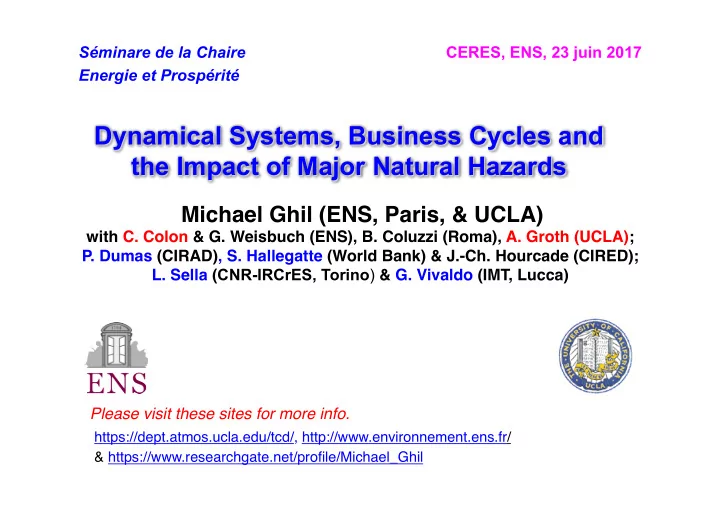 dynamical systems business cycles and the impact of major