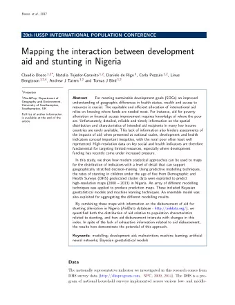 Mapping the interaction between development  aid and stunting in Nigeria Claudio Bosco 1,2* ,