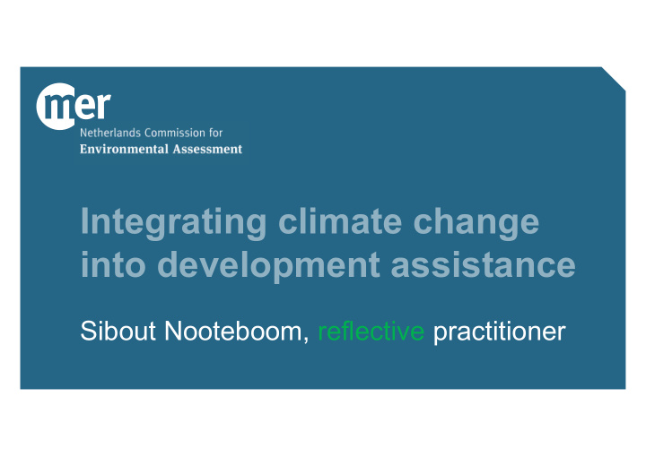 integrating climate change into development assistance