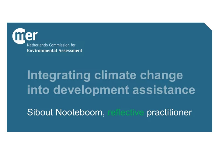 integrating climate change into development assistance