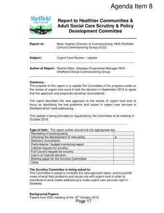 Agenda Item 8  Report to Healthier Communities &amp;  Adult Social Care Scrutiny &amp; Policy