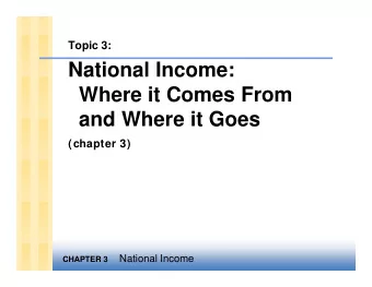 National Income:  Where it Comes From  and Where it Goes  (chapter 3)  National Income  CHAPTER 3