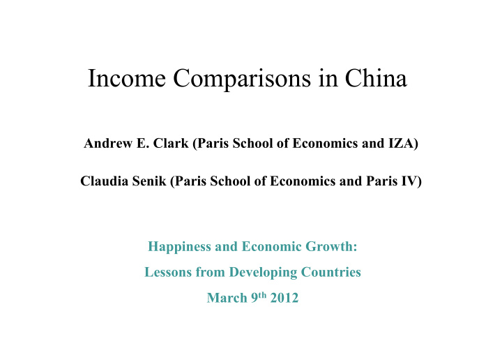 income comparisons in china