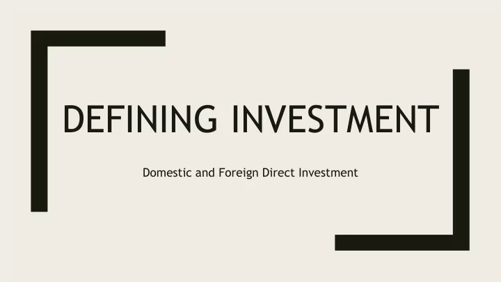 defining investment
