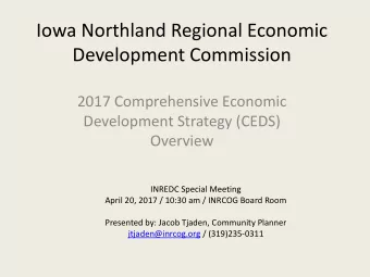 Development Commission  2017 Comprehensive Economic  Development Strategy (CEDS)  Overview  INREDC