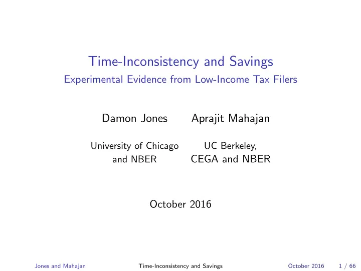 time inconsistency and savings