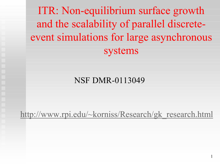 itr non equilibrium surface growth and the scalability of