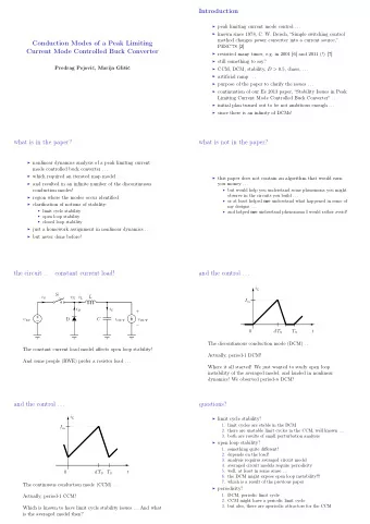 Introduction  peak limiting current mode control . . .  known since 1978, C. W. Deisch,