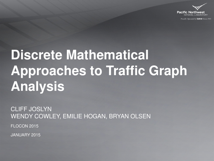 discrete mathematical approaches to traffic graph analysis