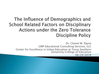 Dr. Chanel M. Payne  CMP Educational Consulting Services, LLC  Center for Excellence in Urban