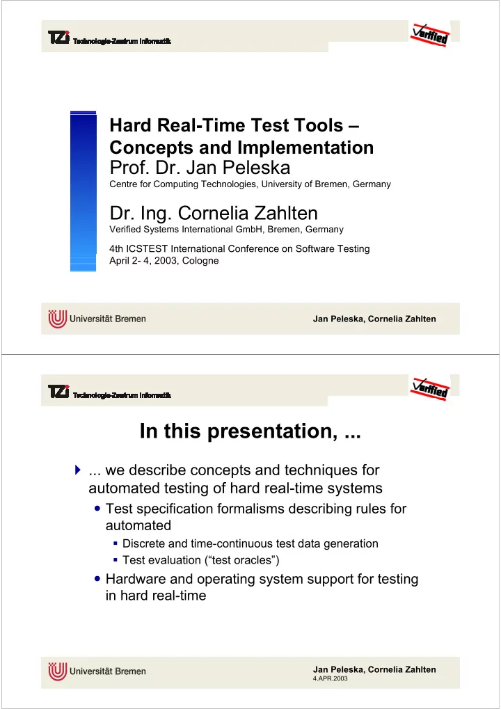 in this presentation