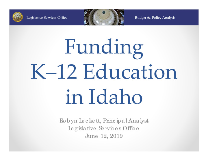 funding k 12 education in idaho