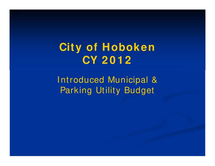 city of hoboken cy 2 0 1 2