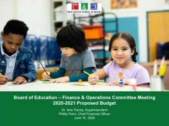 Board of Education  Finance &amp; Operations Committee Meeting  2020-2021 Proposed Budget  Dr.