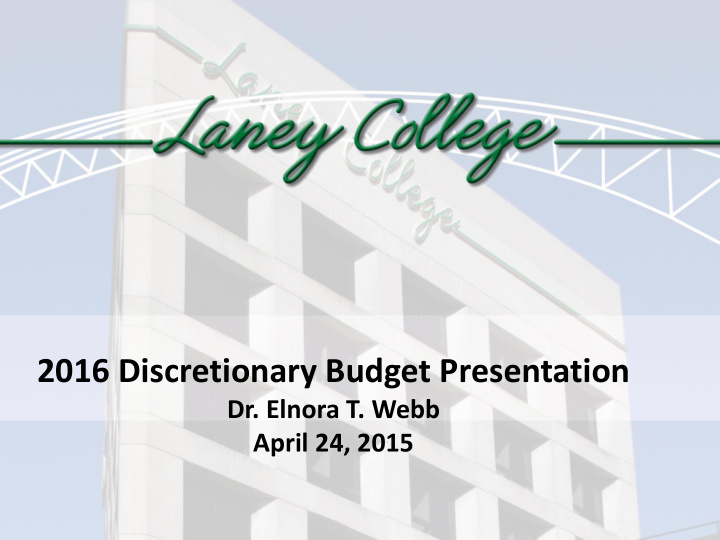 2016 discretionary budget presentation