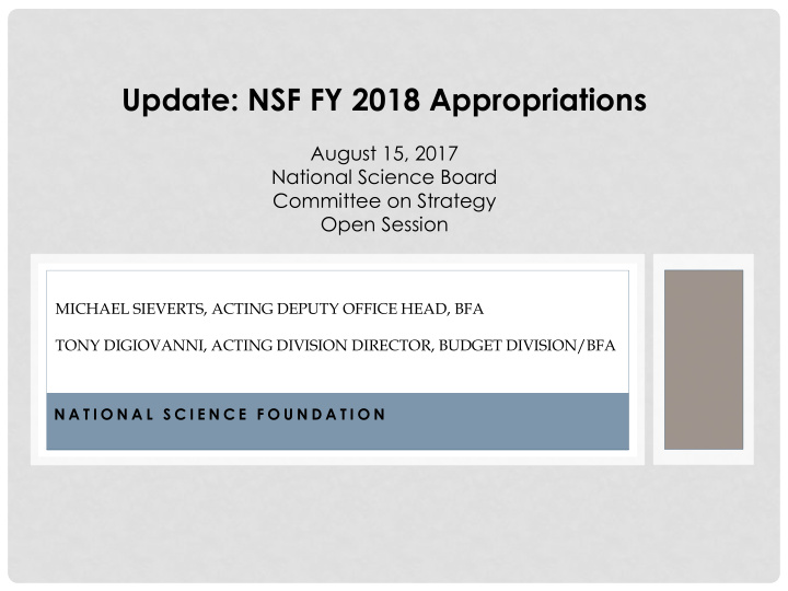 update nsf fy 2018 appropriations