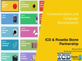 Communication and  Language  Development  ICD &amp; Rosetta Stone  Partnership  Michael Pack  North