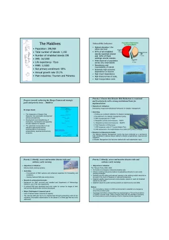 The Maldives  Population Distribution  Vulnerability Indicators  Vulnerability Indicators