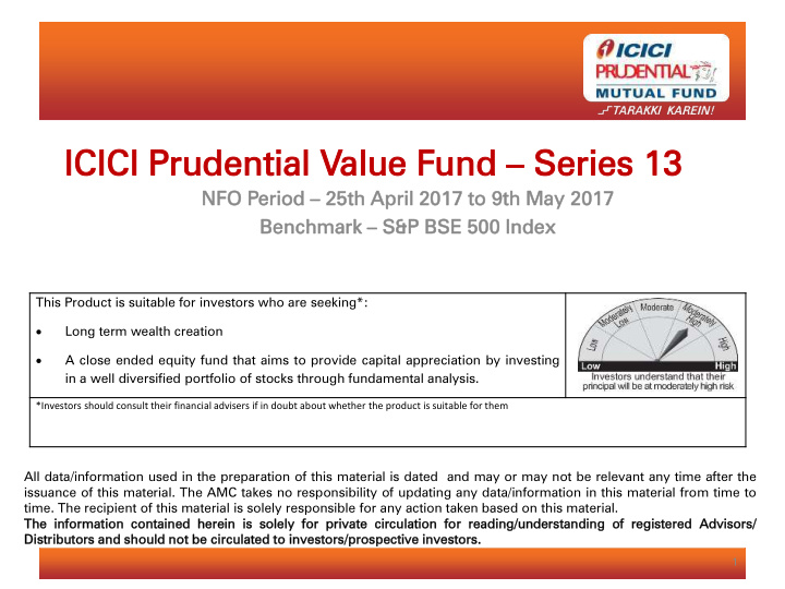 ic icic ici i prudential dential value lue fund d series